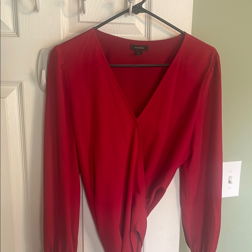 Halogen red wrap dress size M